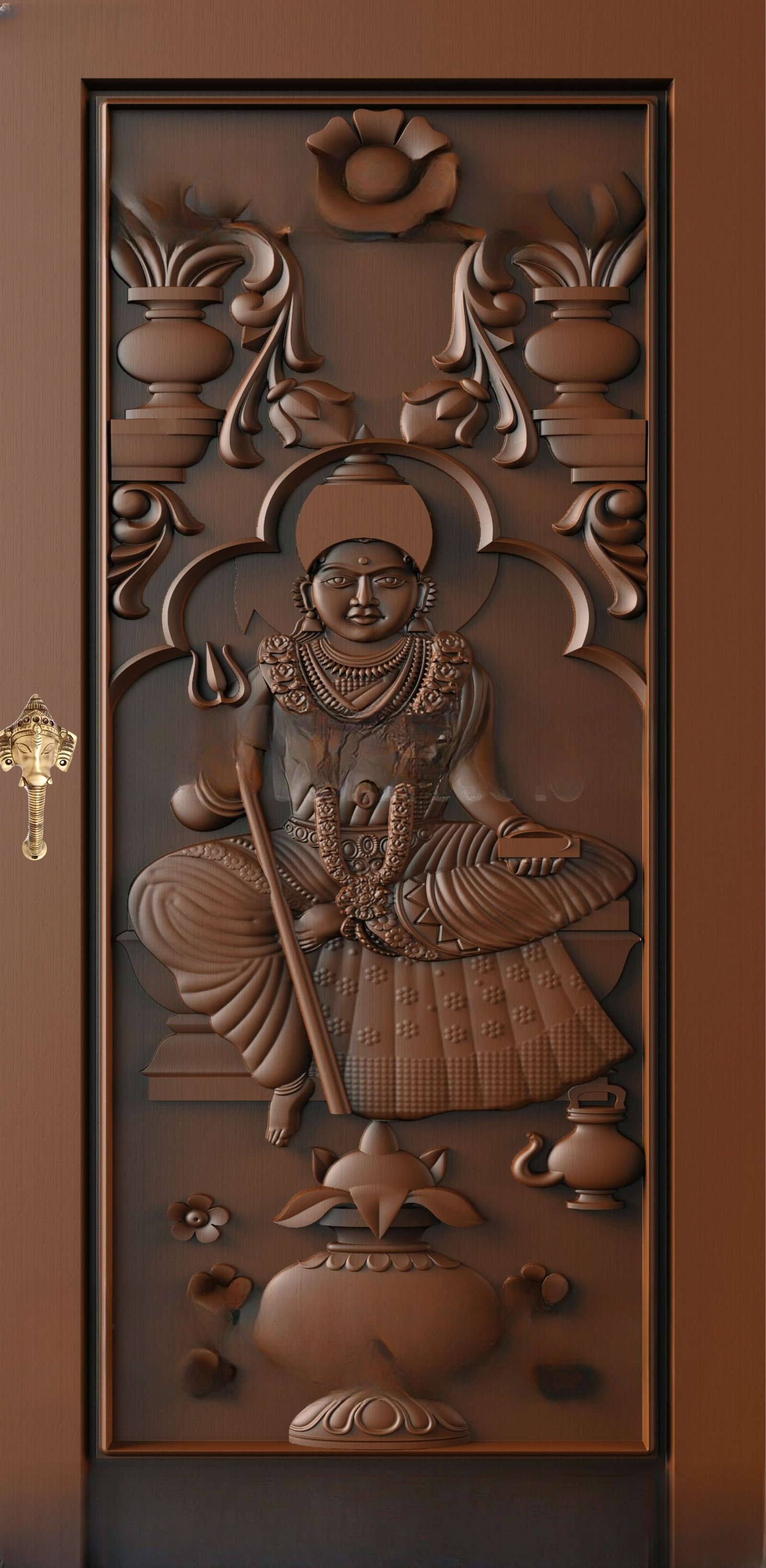 God Doors - GD-16 Traditional Spiritual Deity Relief Carved Door 3D Model
